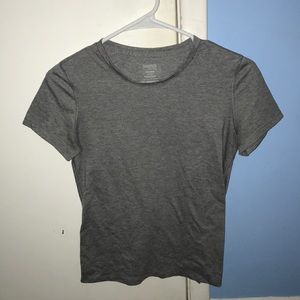 gray short-sleeved crewneck